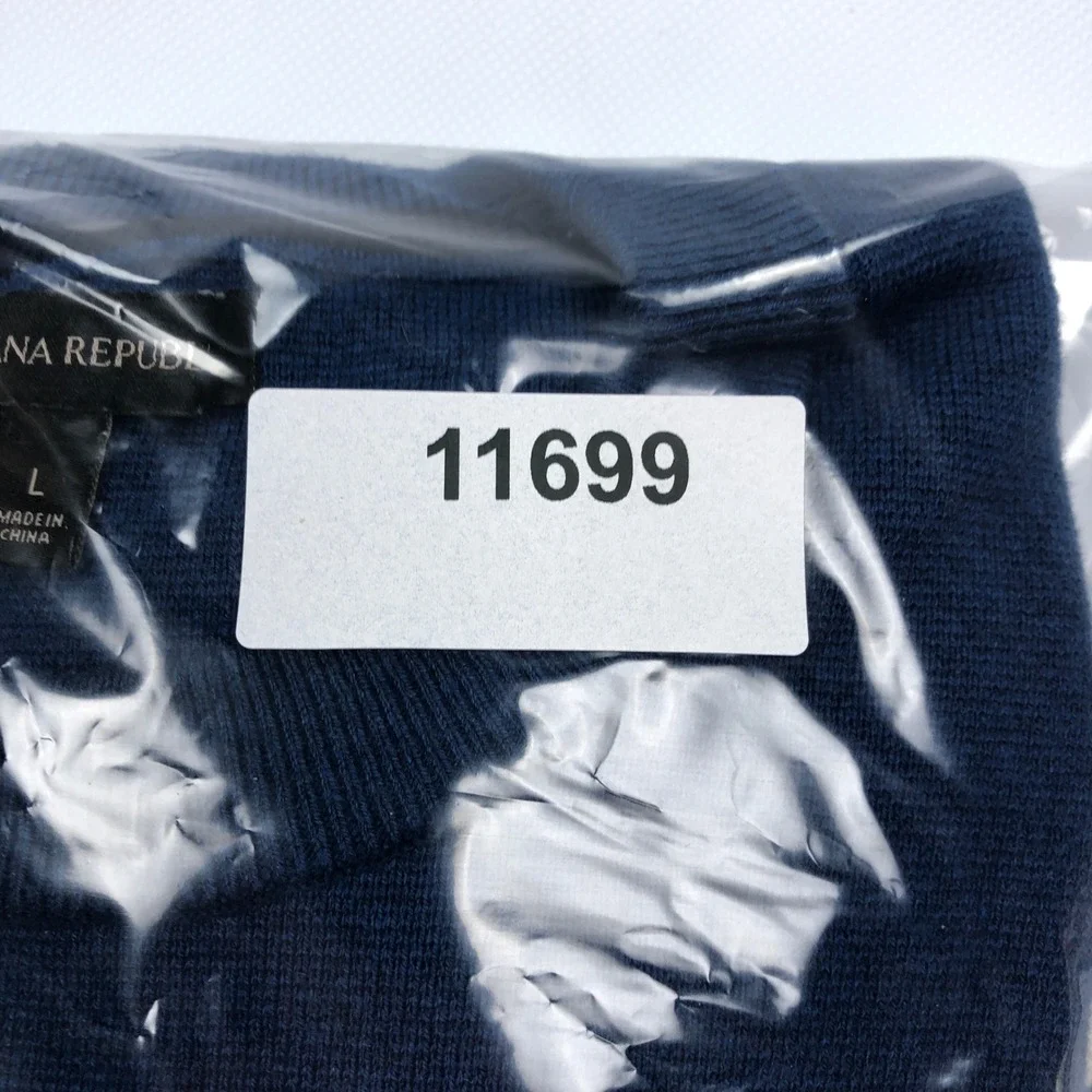 Banana Republic Mens Large Striped Crewneck Sweater Blue White Cotton Blend - Picture 8 of 8